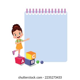Kids holding banners. Vector boy and girl with empty banner, illustration cartoon school kid and board for text
