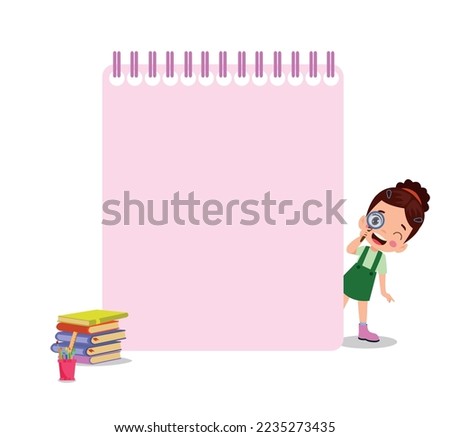 Kids holding banners. Vector boy and girl with empty banner, illustration cartoon school kid and board for text