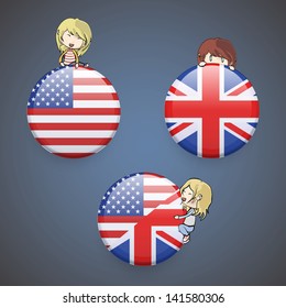 Kids holding English icon. Vector design.