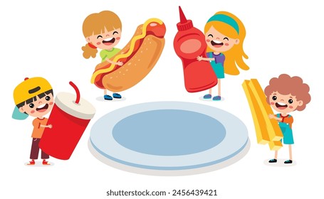 Kids Holding Foods And Drinks