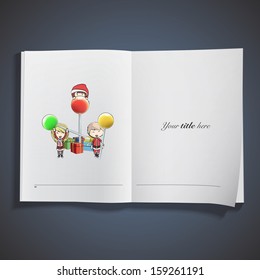 Kids holding lollipop printed on book. Vector design 