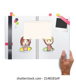 Kids holding a note paper printed on magazine