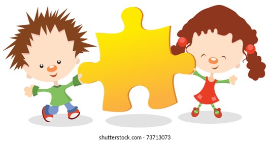 Kids Holding Puzzle Piece