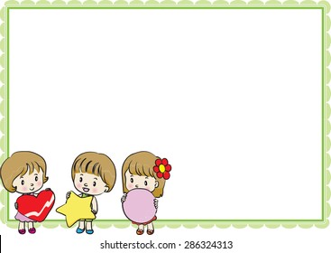 kids holding shapes with background