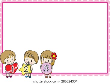kids holding shapes with background