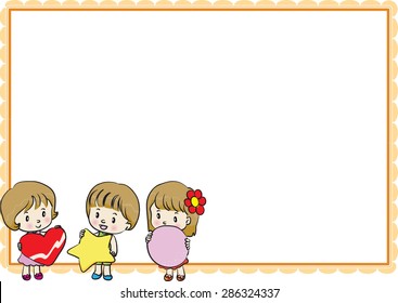 kids holding shapes with background