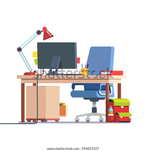 Kids Home Learning Study Desk Casters Stock Vector Royalty Free