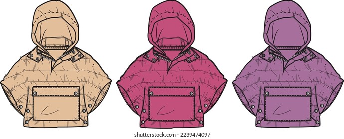 Kids Hooded Jacket Vector Template illustration 