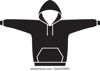 Kids hoodie mockup silhouette vector on white background.