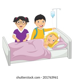 Kids in Hospital Vector Illustration