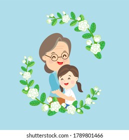 Kids hug  Grandma in Mother's Day vector