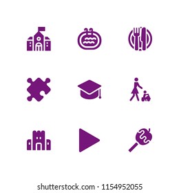kids icon. 9 kids set with swim, toy, play and lunch vector icons for web and mobile app