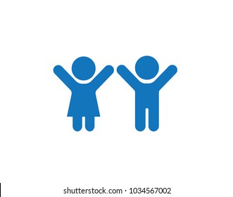 Kids icon in blue for playful or child focused designs