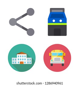 kids icon set. vector set about arcade, school bus, school and share icons set.