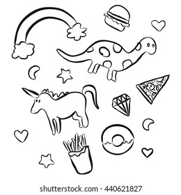 Kids Icons Drawing Background, Vector Artwork