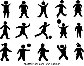 kids icons set. Child silhouette vector illustration 