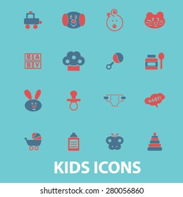 kids icons set, vector