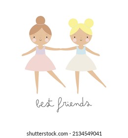 Kids illustration with Cute Little Ballerina. Vector illustration. For kids stuff, card, posters, banners, children books, printing on the pack, printing on clothes, wallpaper, textile or dishes.