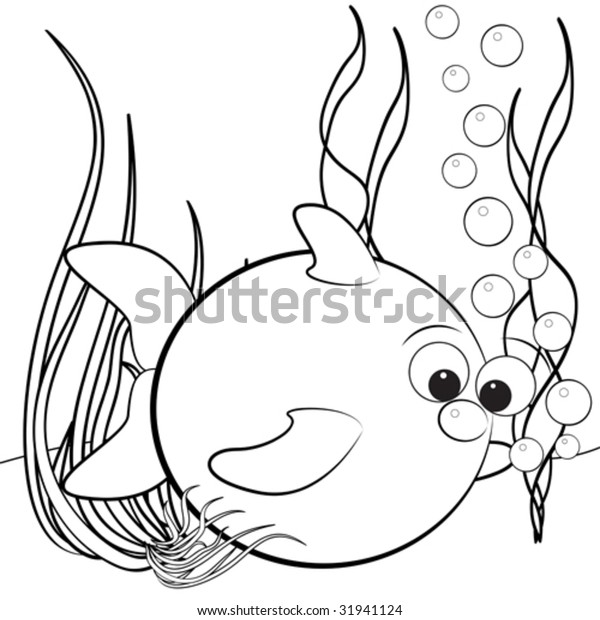 kids illustration fish air bubbles coloring stock vector