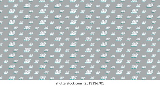 Kids Illustration. Flat Vector Repeating Seamless Patterns of Fun Colorful variety of books, notebooks Isolated On Grey background. Cartoon Art Supplies for Back to school theme Textile, Print