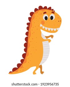 kids illustration of a orange dinosaur vector illustration design