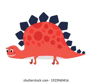 kids illustration of a red dinosaur vector illustration design