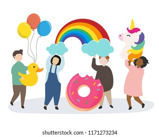Kids with imagination and fantasy