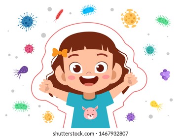 kids immune protection system vector illustration