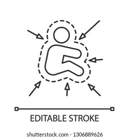 Kid's immune system linear icon. Thin line illustration. Vaccination, immunization. Children innate immunity. Infection tolerance. Contour symbol. Vector isolated outline drawing. Editable stroke