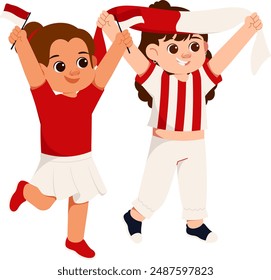 Kids Indonesian Sport Supporters Illustration