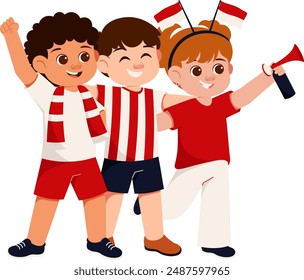 Kids Indonesian Sport Supporters Illustration