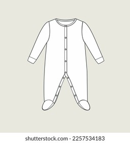 kids infant romper flat sketch illustration