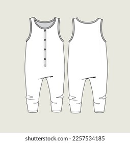 kids infant romper flat sketch illustration