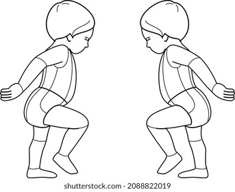 KIDS INFANT TODDLER YOUNG GIRLS FRONT SIDE AND BACK POSE CROQUIS FLAT VECTOR SKETCH