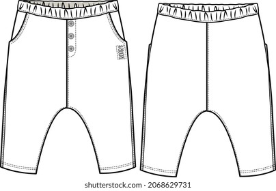 KIDS AND INFANT WEAR JOGGERS PANTS TROUSERS HOME WEAR FLAT SKETCH VECTOR