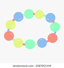 Kids jewelry, bead bracelet isolated, flat design