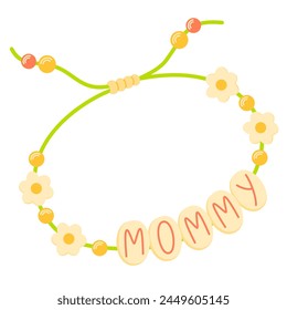 Kids jewelry. Cartoon drawing of bracelet from colorful beads for children isolated on white. Fashion, jewelry concept. Vector illustration