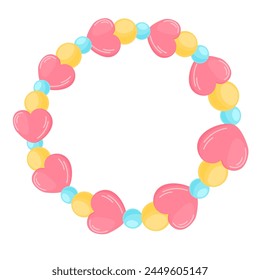 Kids jewelry. Cartoon drawing of bracelet from colorful beads for children isolated on white. Fashion, jewelry concept. Vector illustration