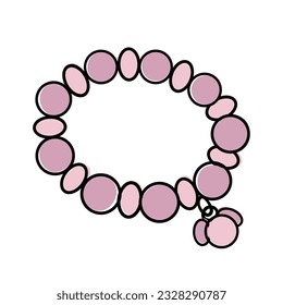 Kids jewelry. Drawing of bracelet from colorful beads for children isolated on white.