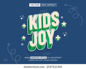 kids joy editable text, font effect, 3d text for title