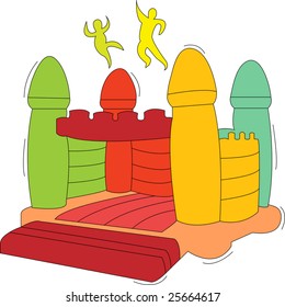 kids, jumping, having fun on bouncy castle.
(See also blank bouncy)