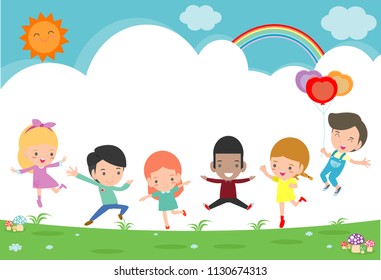 Kids Jumping On Playground Children Jump Stock Vector (Royalty Free ...