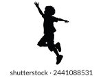 Kids jumping silhouette, set child jump logo icon design vector