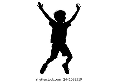 Kids jumping silhouette, set child jump logo icon design vector