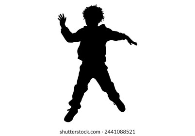 Kids jumping silhouette, set child jump logo icon design vector