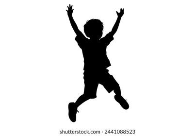 Kids jumping silhouette, set child jump logo icon design vector