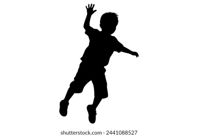 Kids jumping silhouette, set child jump logo icon design vector