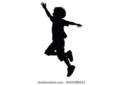 Kids jumping silhouette, set child jump logo icon design vector