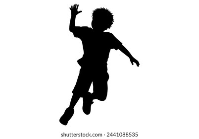 Kids jumping silhouette, set child jump logo icon design vector