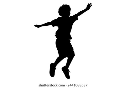 Silueta de salto de los niños, vector del diseño del icono del logotipo del salto de los niños